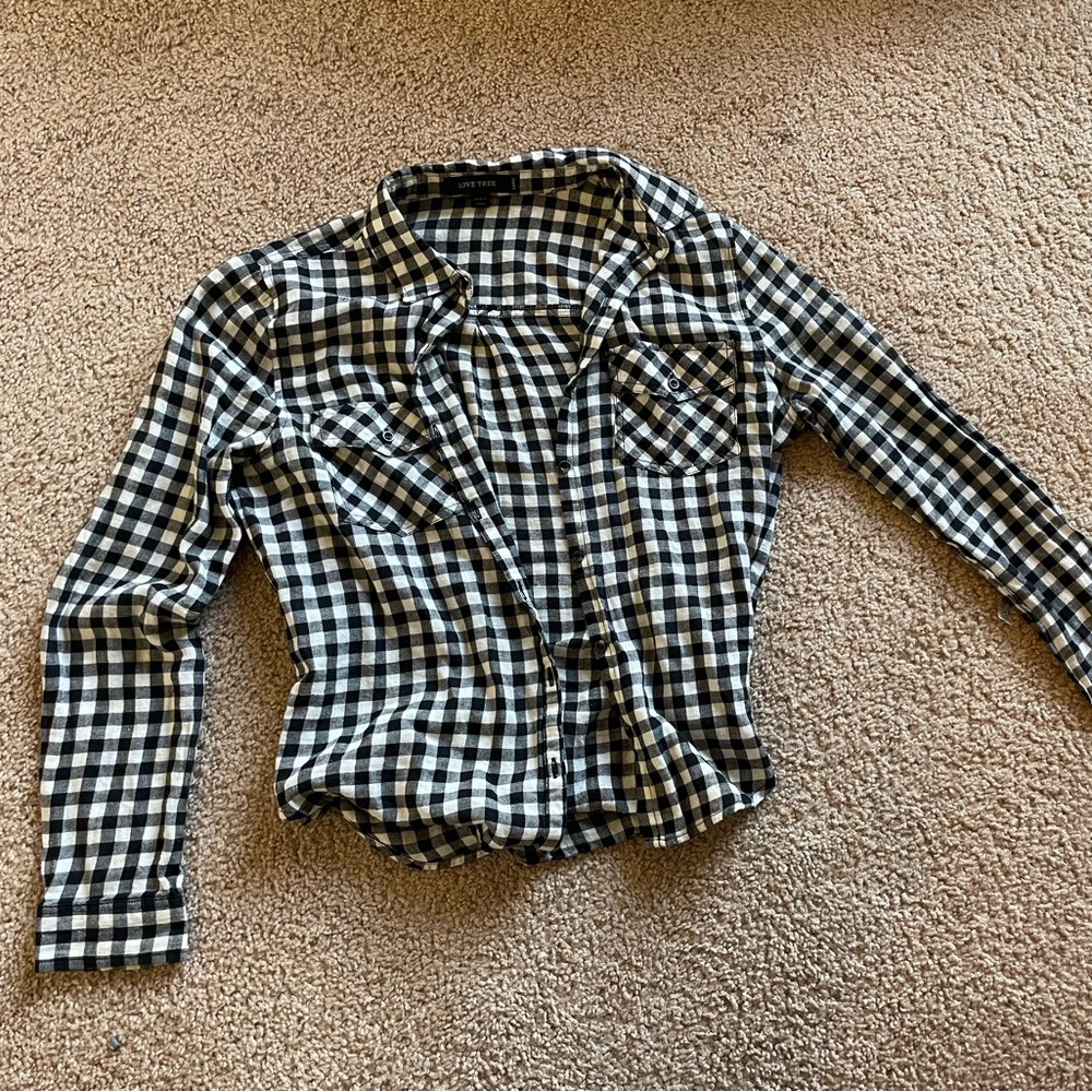 Black and white flannel, size small, button up
